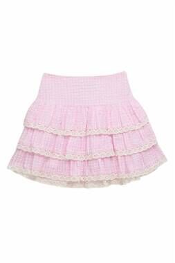 NEW KATIE J NYC junior melody skirt in baby pink seersucker
